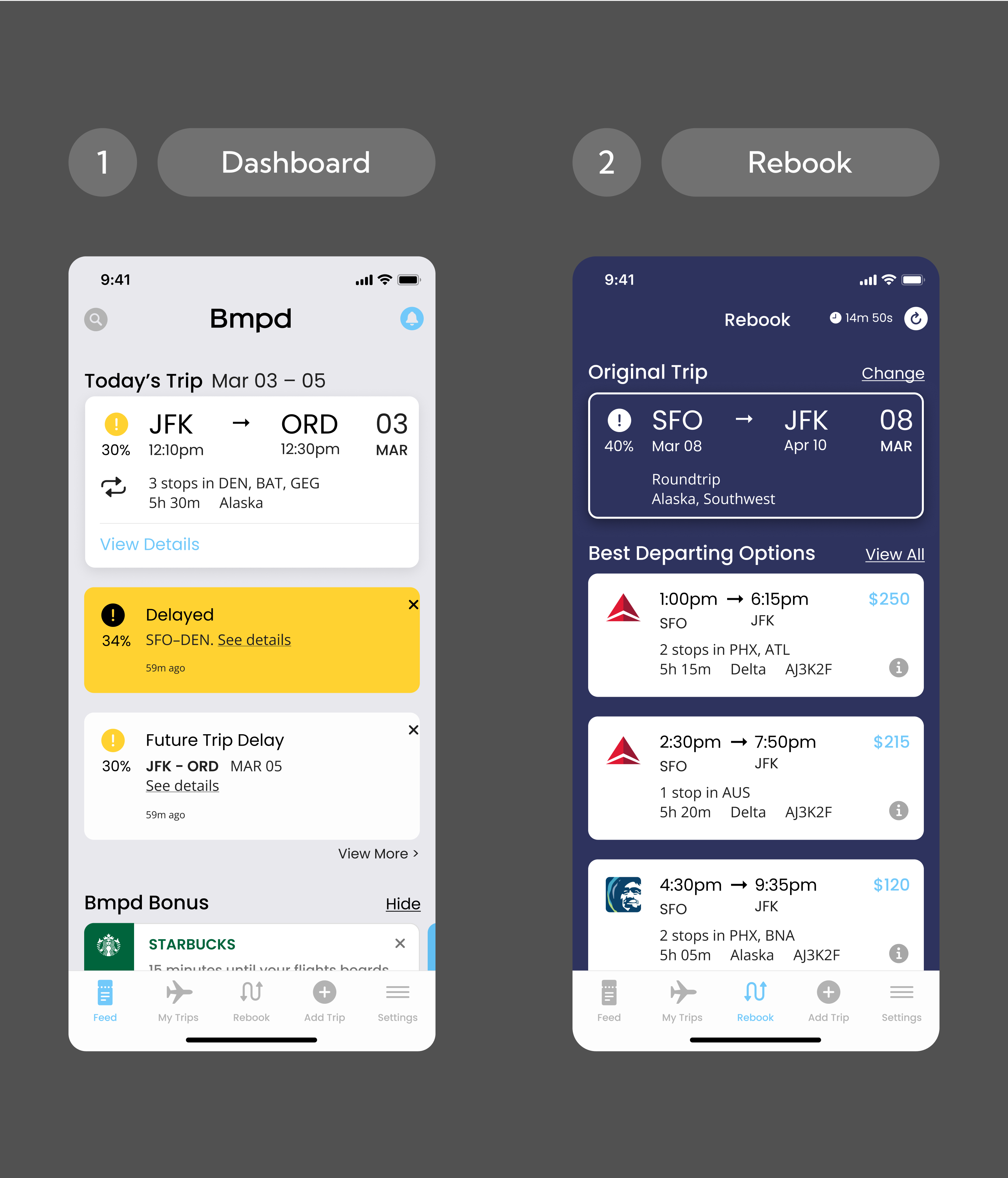 Different state screens from BMPD app.