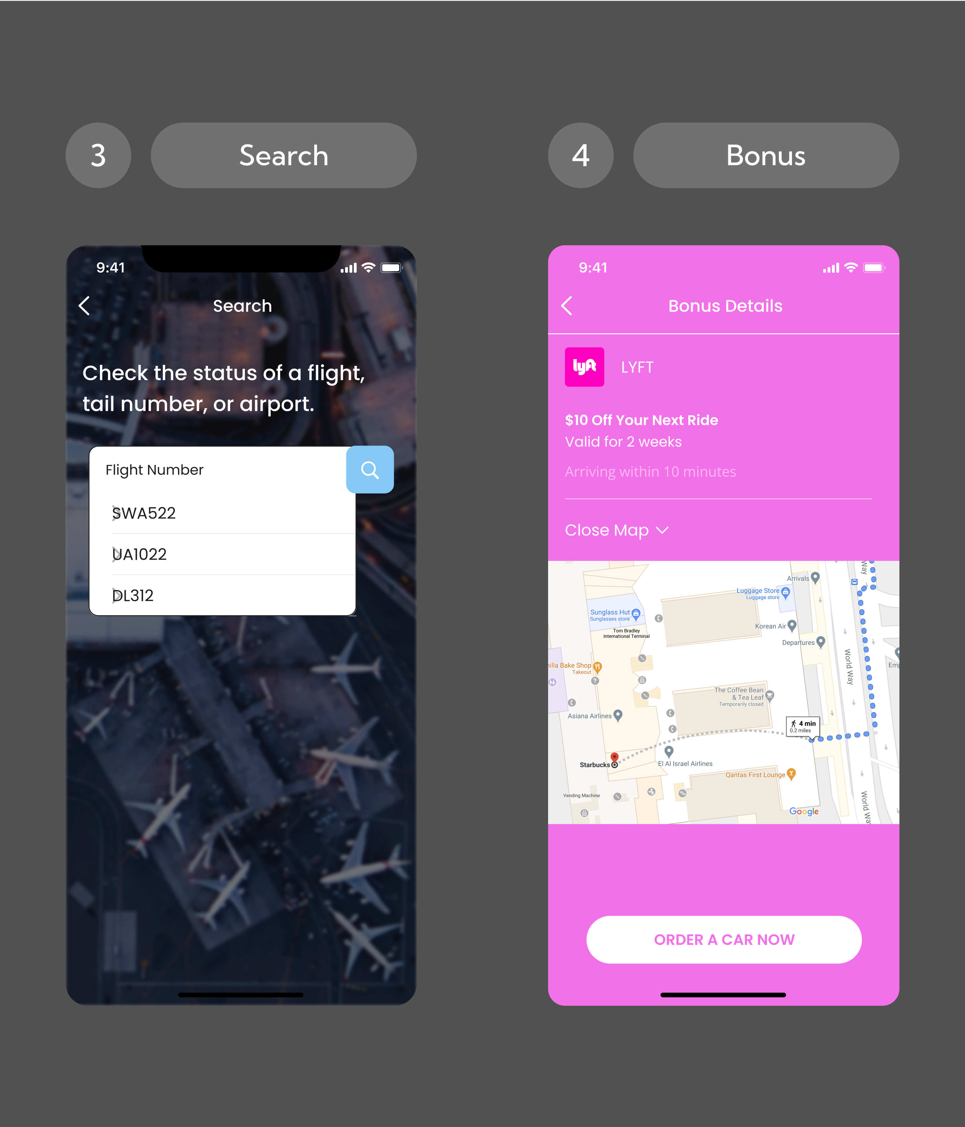 Different state screens from BMPD app.