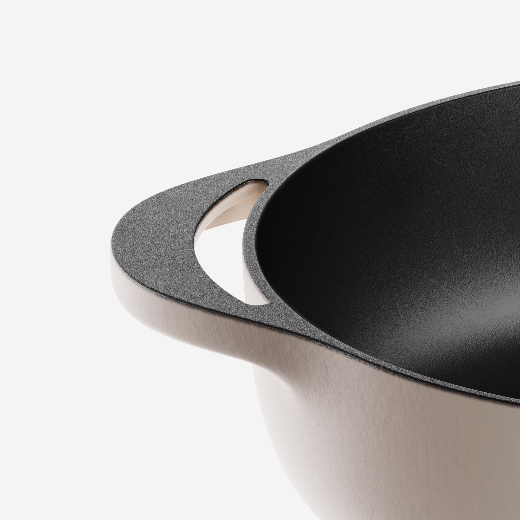 Side handle detail of Caraway Cast Iron Braiser.