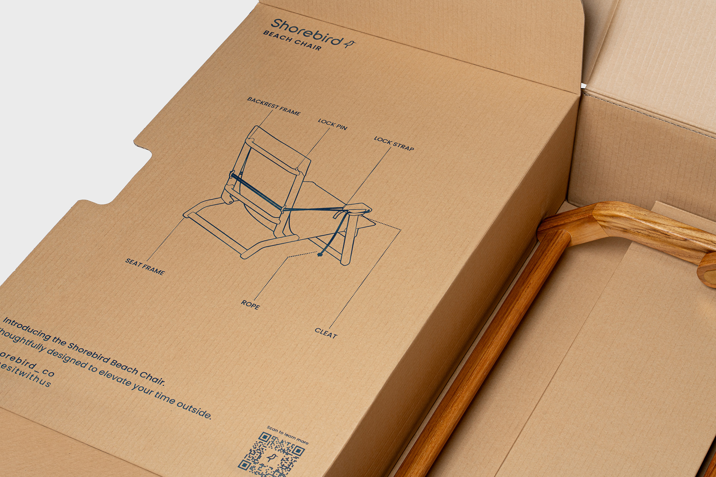 Shorebird Chair Packaging left wing detail.