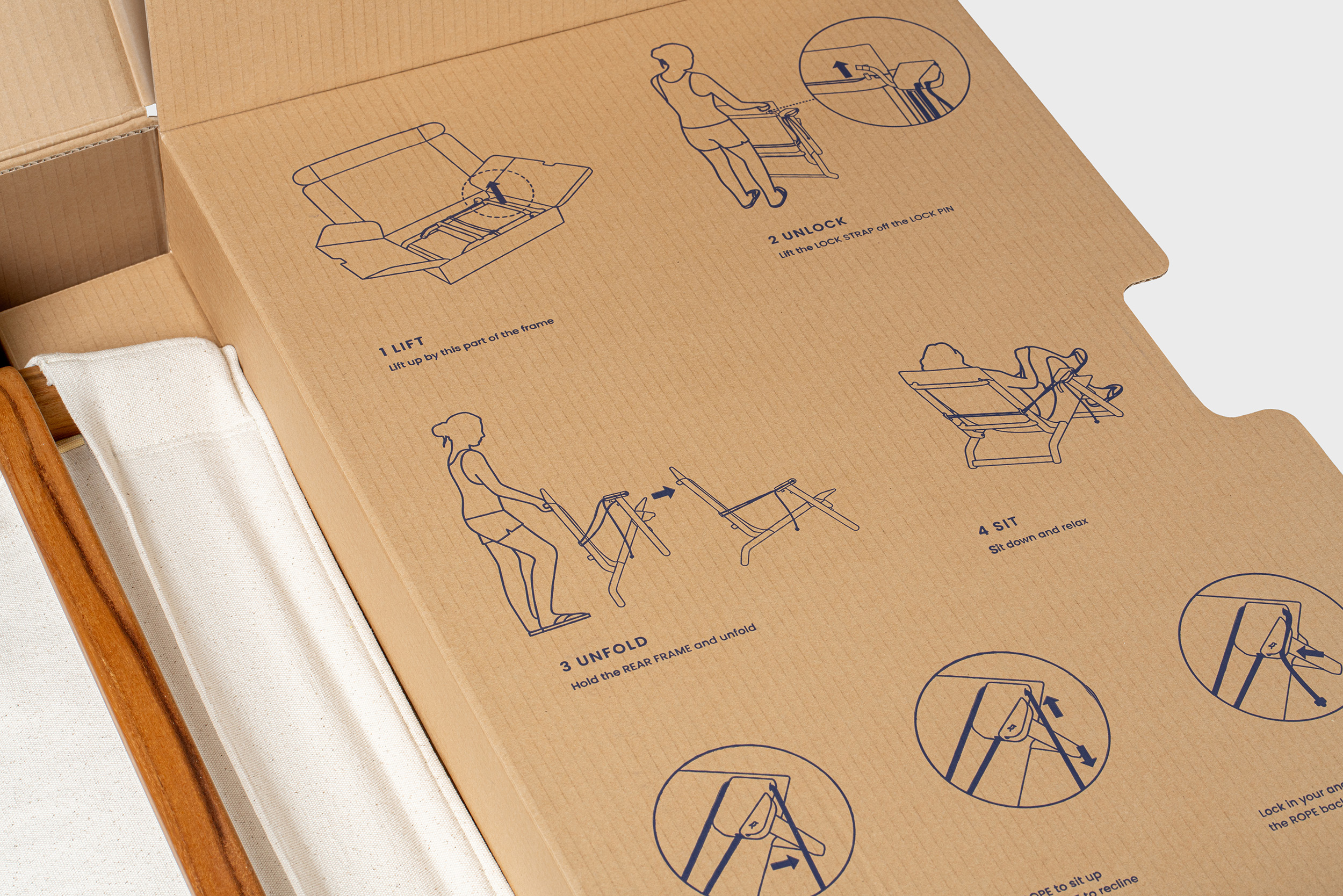 Shorebird Chair Packaging right wing detail.