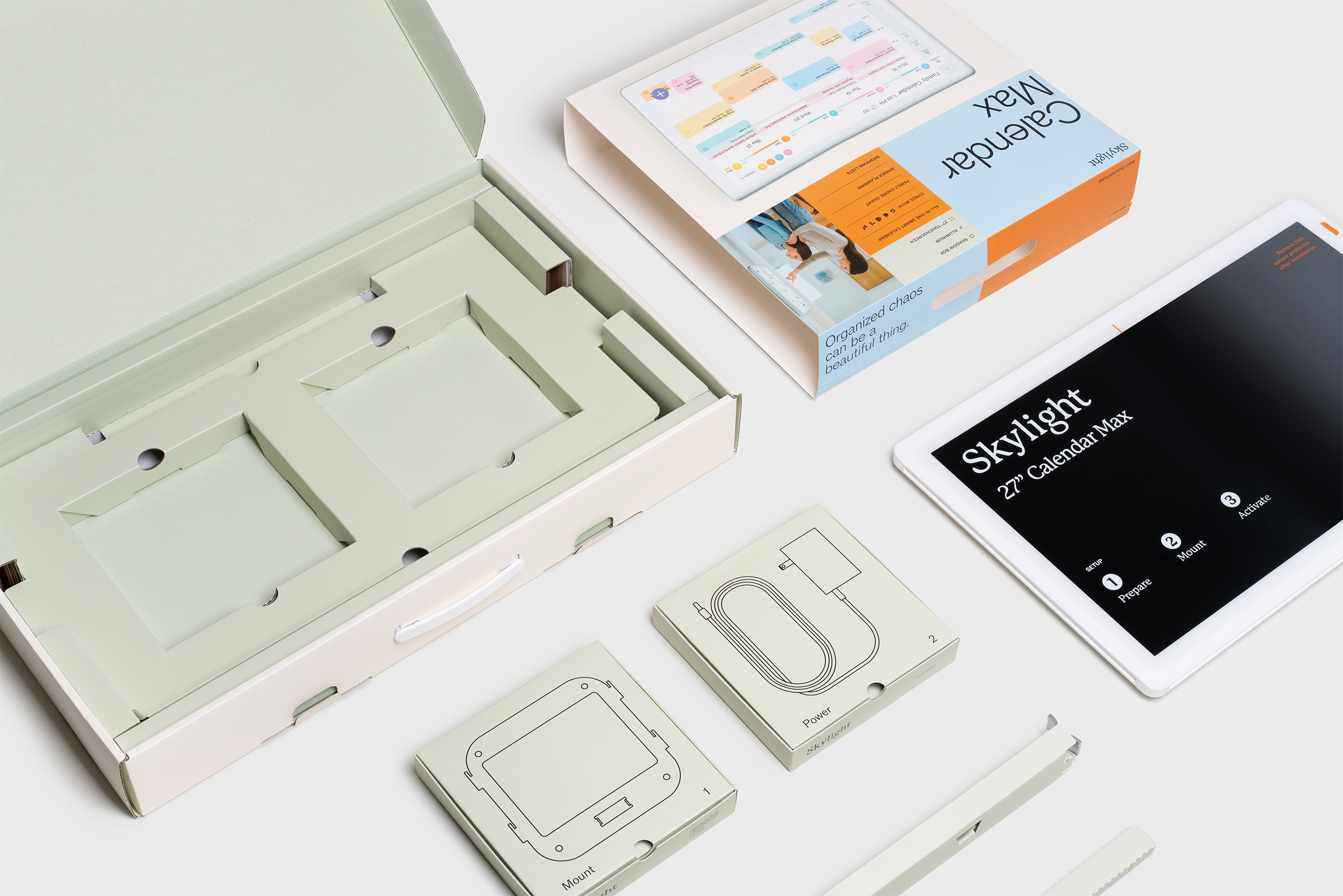 Skylight Cal Max packaging components laid out.