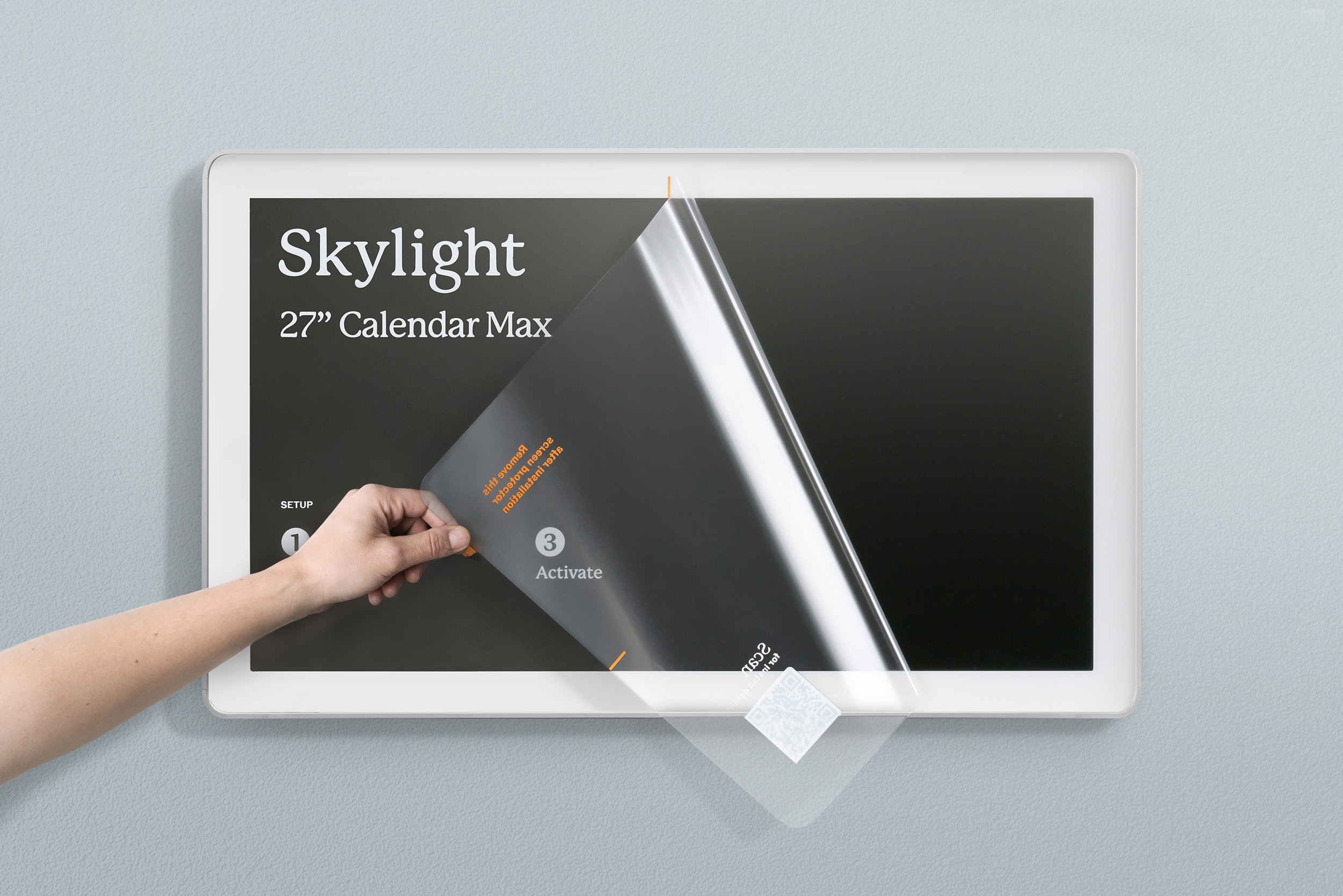 Mounting sequence for Skylight Cal Max. Peeling protective film from the device.
