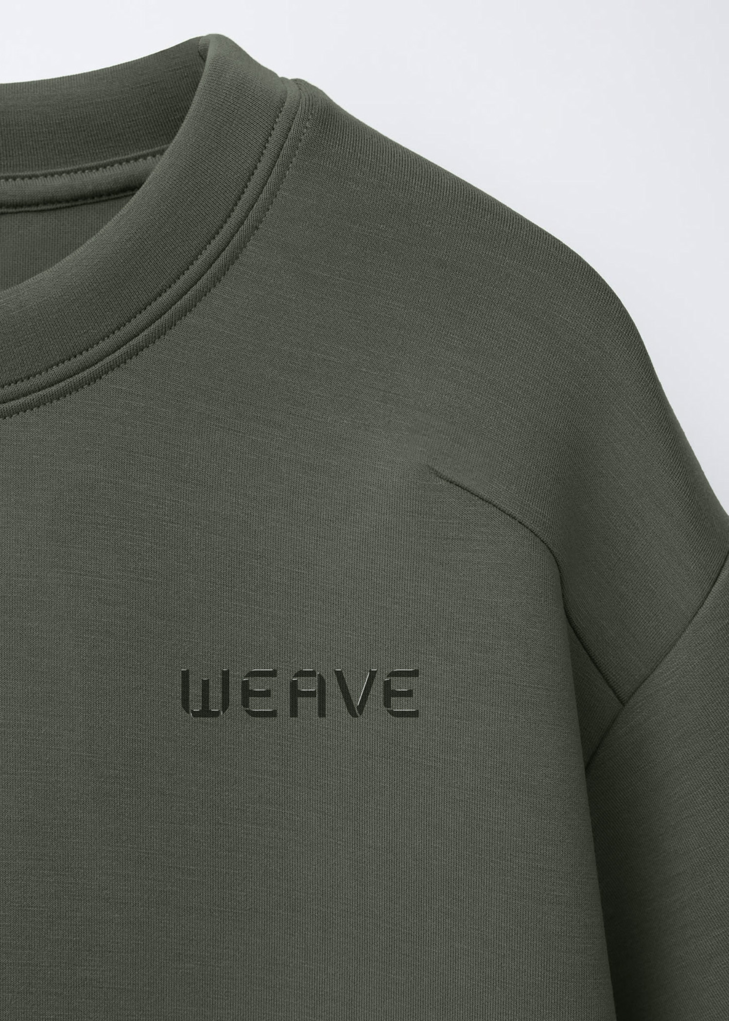 Weave logo applied to a sweatshirt.