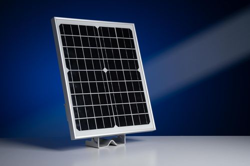 BuildCam dual camera monitoring system featuring standard 20 watt solar panel for portable construction applications