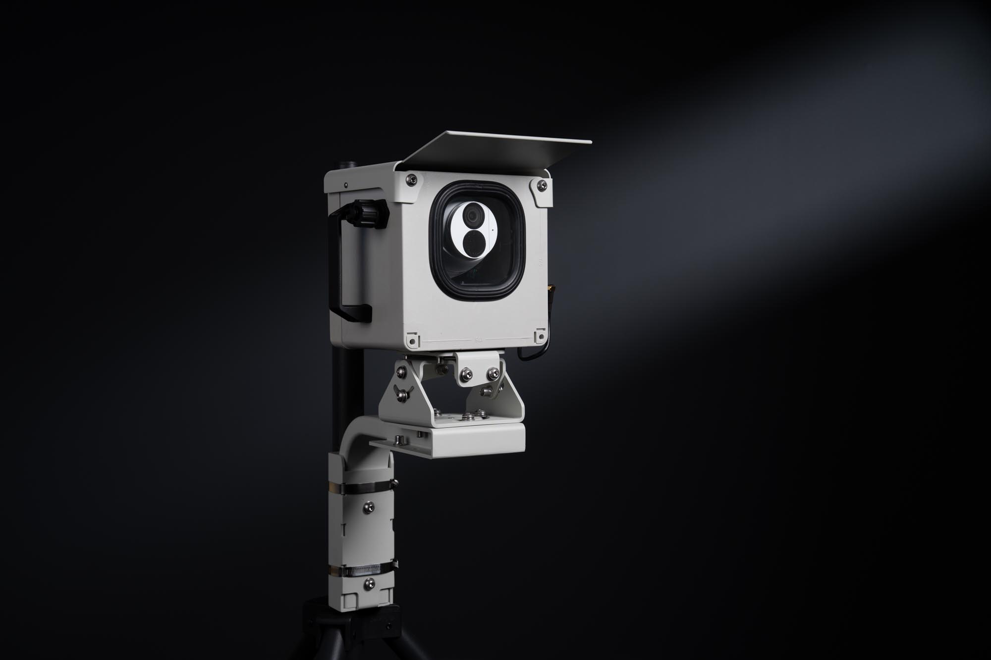 BuildCam camera unit with weatherproof housing for construction site livestream