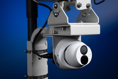 BuildCam livestream camera with wide-angle lens for remote construction site surveillance and safety monitoring