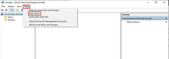 Local Users and Groups Manager (lusrmgr) Window