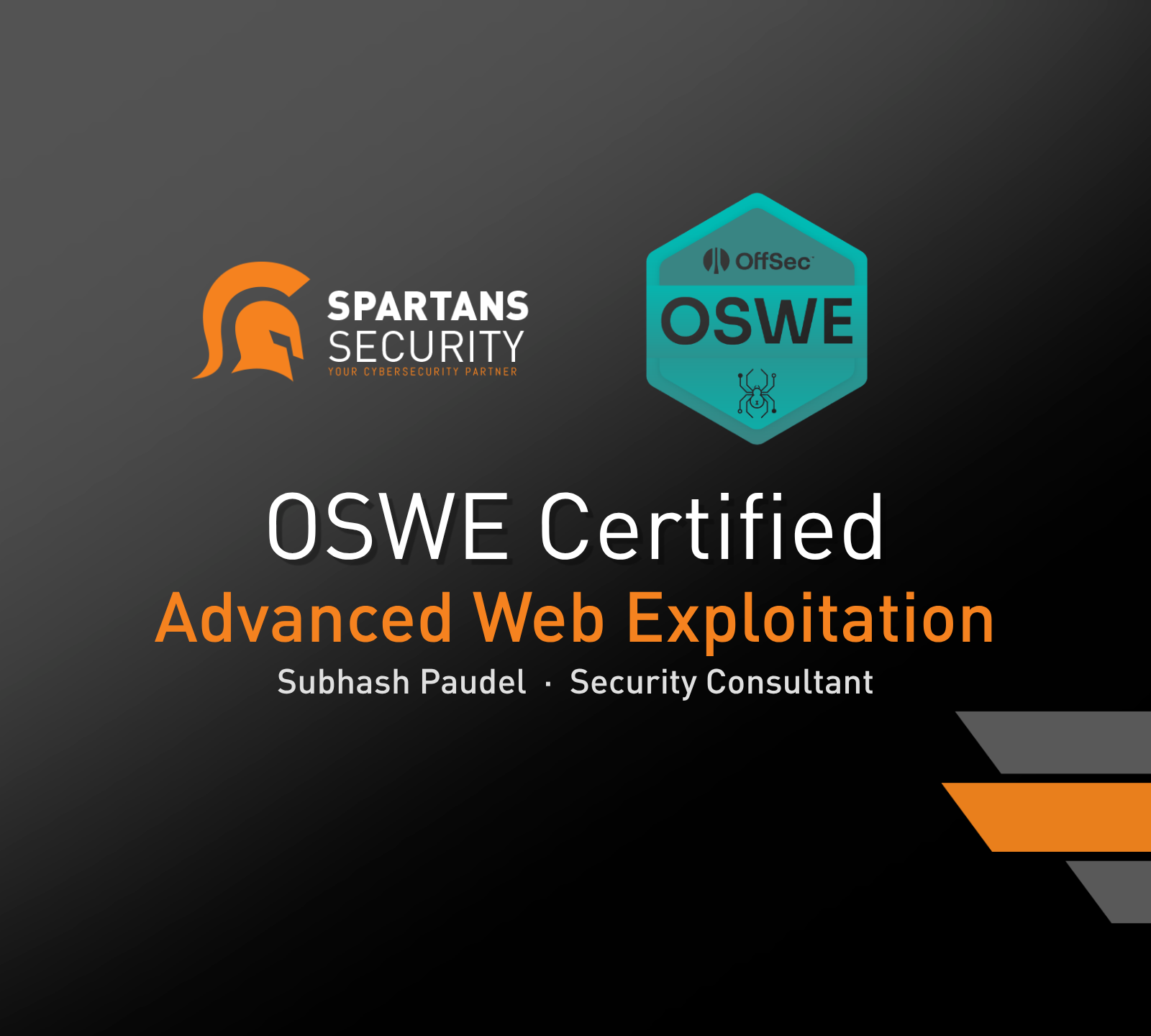 Spartans Security's Subhash Paudel Achieves OffSec Web Expert (OSWE) Certification