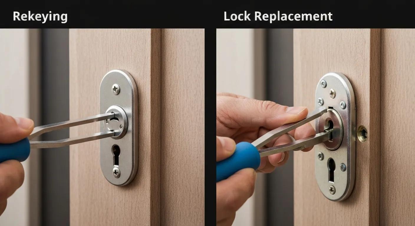 Side-by-side view of rekeying and lock replacement work choose the right option for your situation