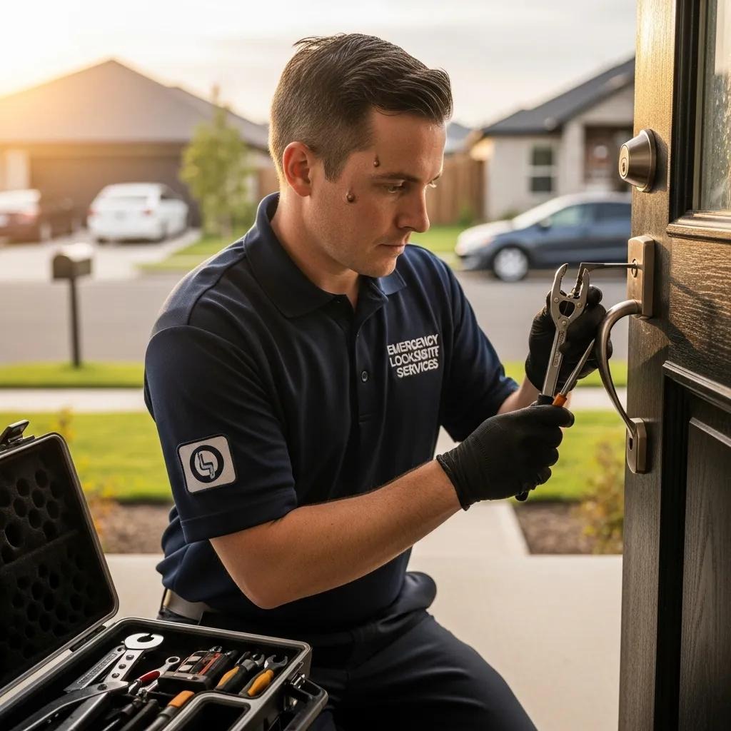 Emergency locksmith unlocking a door, showcasing quick and reliable service