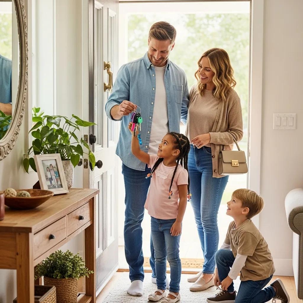 Family checking keys at home, illustrating lockout prevention strategies