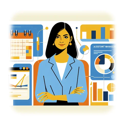 Professional workplace scene showing a Assistant Manager working in a modern Marketing & Advertising environment. The image represents the professional setting and responsibilities of the role.