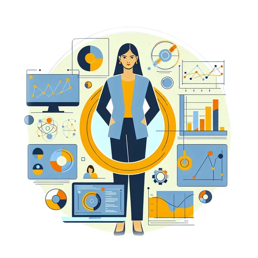 Professional workplace scene showing a Data Analyst working in a modern Technology environment. The image represents the professional setting and responsibilities of the role.