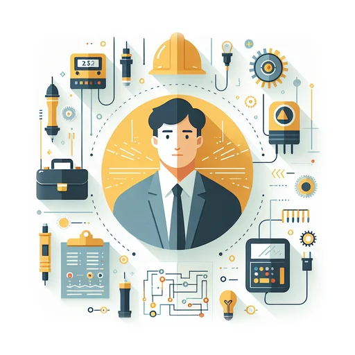 Professional workplace scene showing a Electrical Engineer working in a modern Manufacturing environment. The image represents the professional setting and responsibilities of the role.