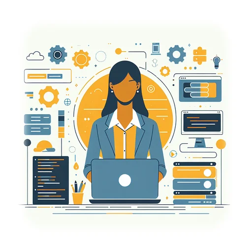 Professional workplace scene showing a Full Stack Engineer working in a modern Technology environment. The image represents the professional setting and responsibilities of the role.