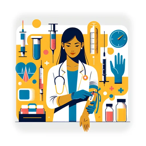 Professional workplace scene showing a Phlebotomist working in a modern Healthcare environment. The image represents the professional setting and responsibilities of the role.