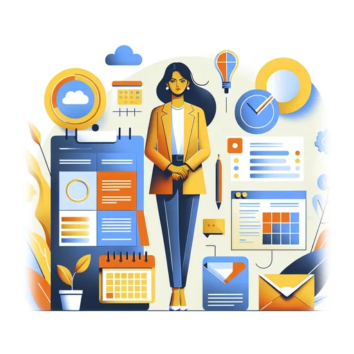 Professional workplace scene showing a Project Coordinator working in a modern Professional Services environment. The image represents the professional setting and responsibilities of the role.