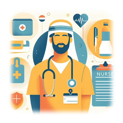 Professional workplace scene showing a Registered Nurse working in a modern Healthcare environment. The image represents the professional setting and responsibilities of the role.