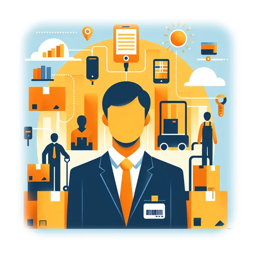 Professional workplace scene showing a Warehouse Associate working in a modern Manufacturing environment. The image represents the professional setting and responsibilities of the role.