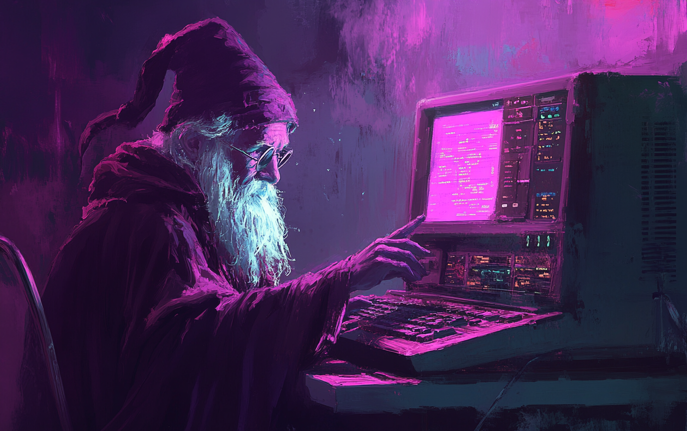 Ein magischer Zauberer, der an einem alten Computer arbeitet, während der Bildschirm in leuchtendem Violett komplexe Codezeilen zeigt. Die Bildsprache verbindet mystische Elemente mit Technologie und stellt die Verschmelzung von Magie und moderner Datenverarbeitung dar, die im digitalen Marketing und beim Webseiten-Entwicklung eine Rolle spielt."
Dieser Text ist optimiert für die Website 'Die Werbezauberer' und spiegelt die Fusion von traditionellen magischen Konzepten mit modernen digitalen Tools und der Entwicklung von Webseiten wide
