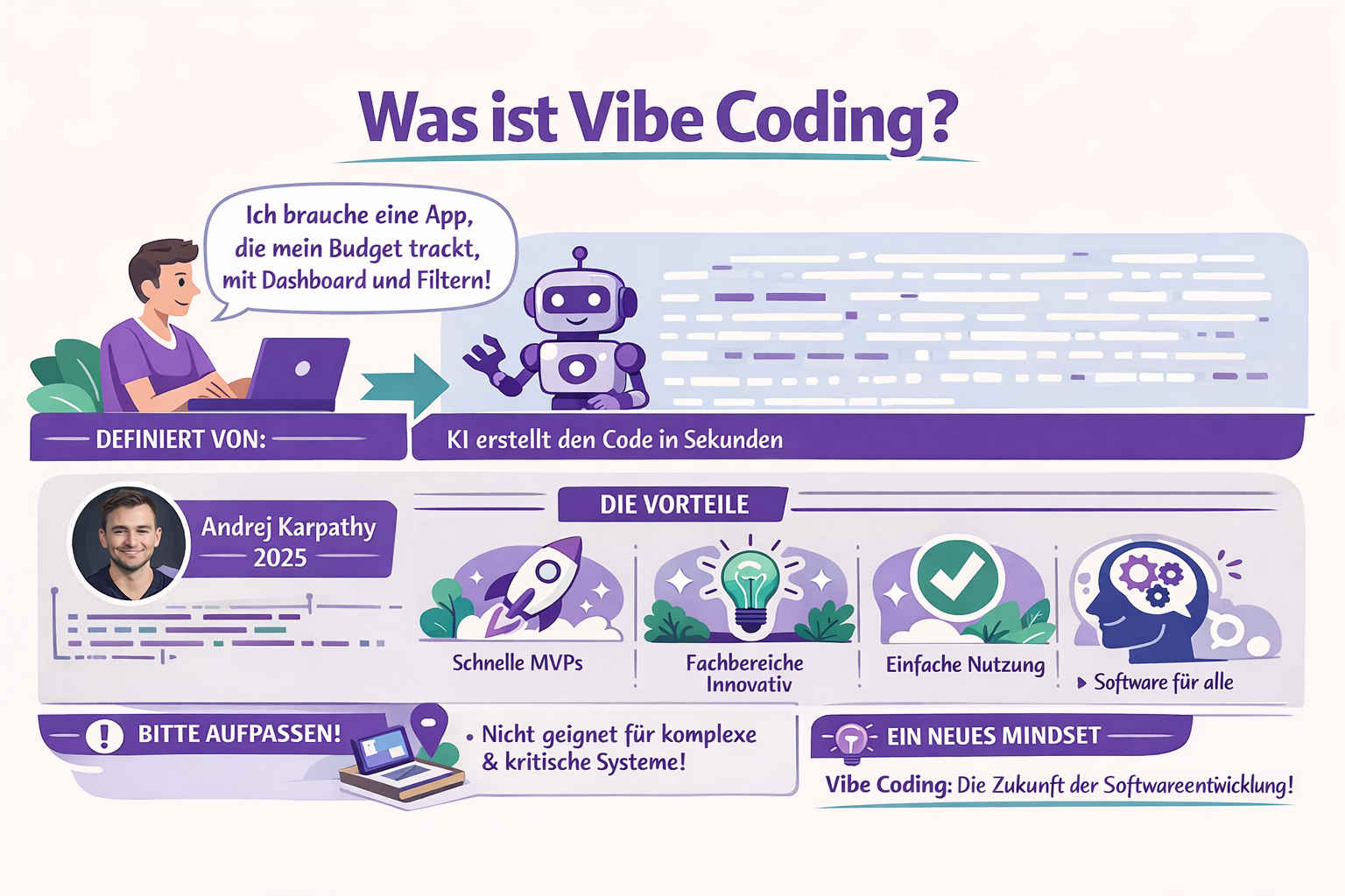 Infografik mit einer Erklärung, was Vibe Coding ist