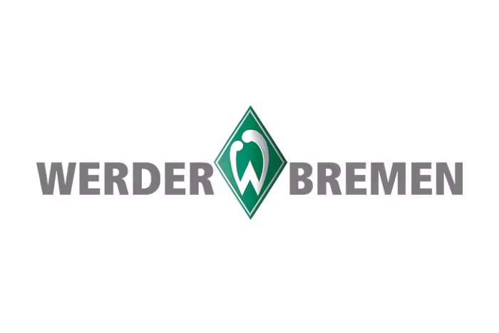 Werder Bremen Schriftzug mit grünem W-Logo in Raute.