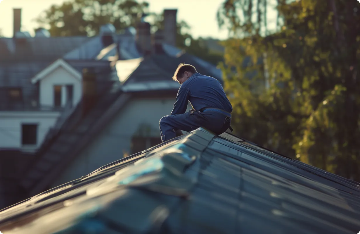 mann auf dach reperatur