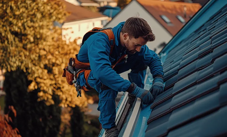 mann auf dach reperatur