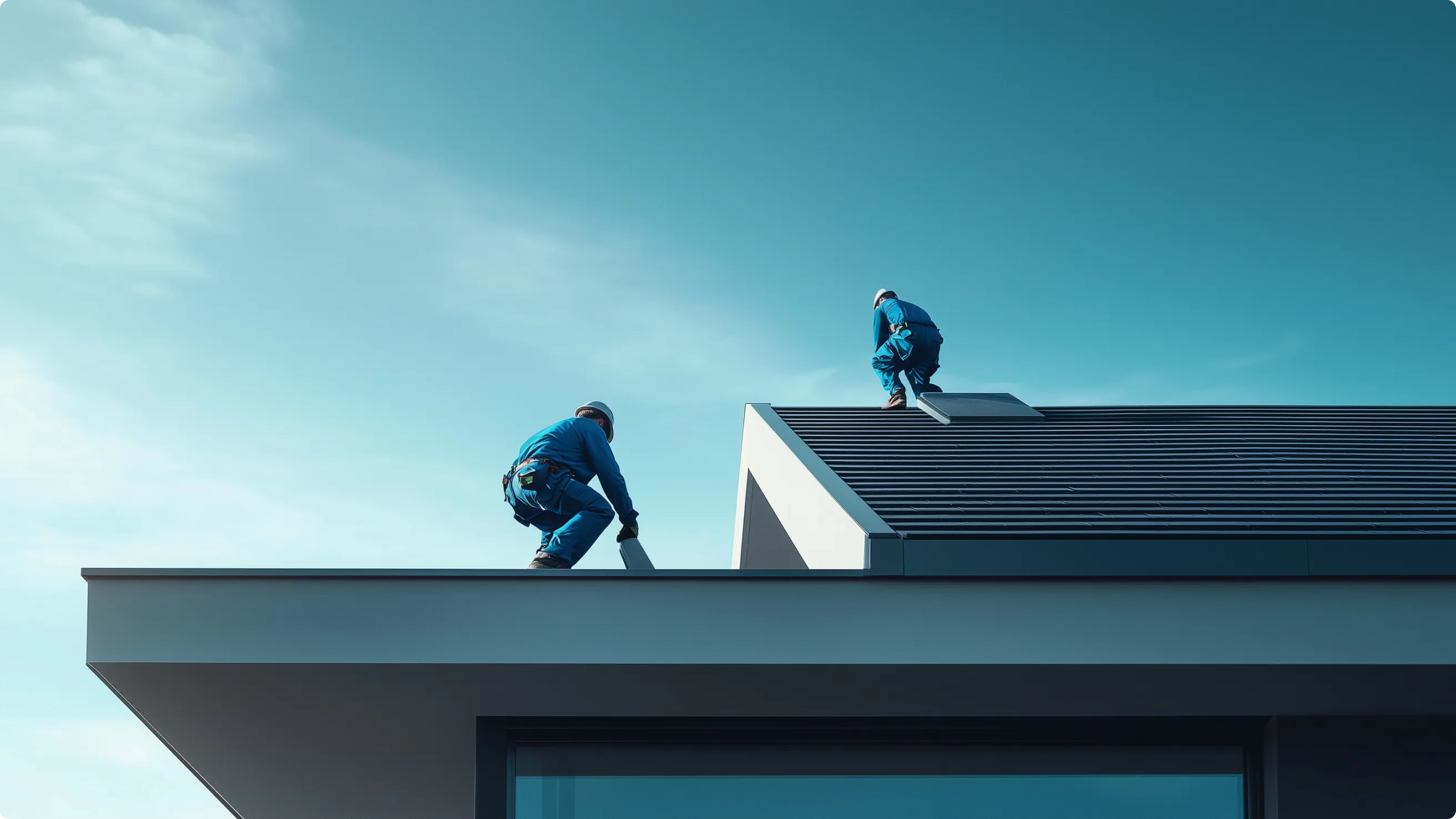 2 männer auf dach reperatur