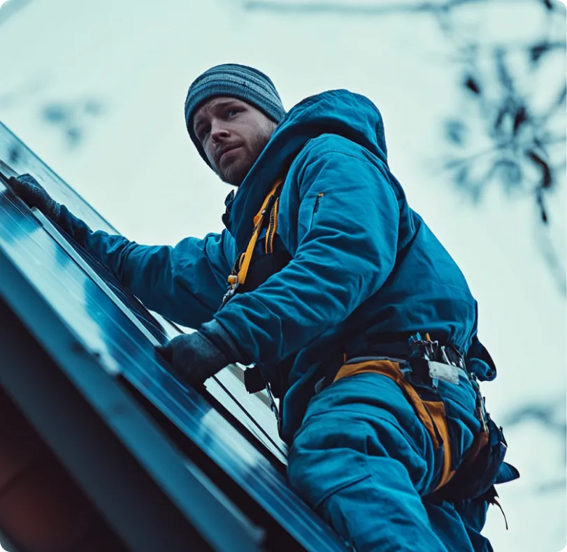 mann auf dach reperatur