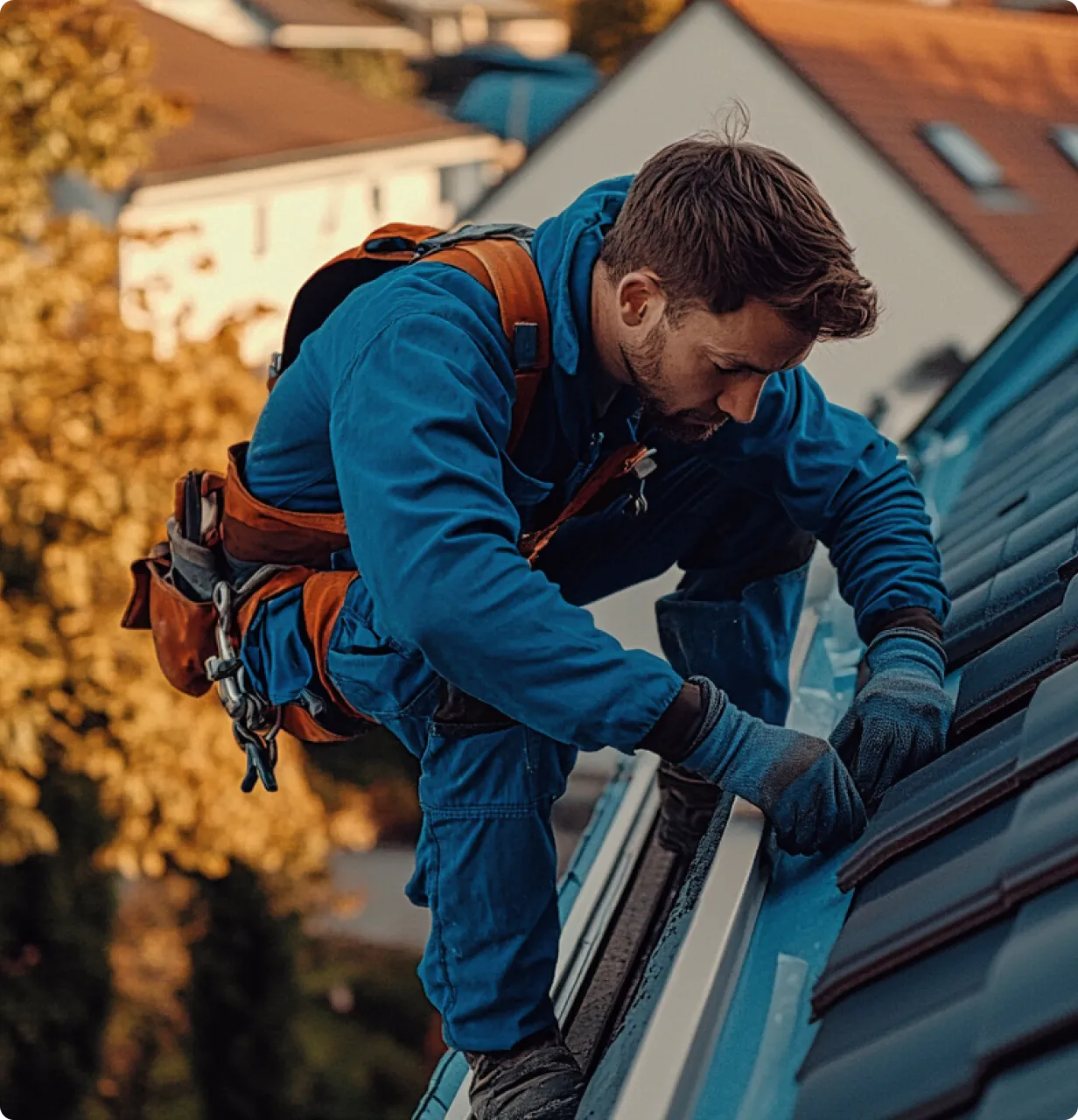 mann auf dach reperatur