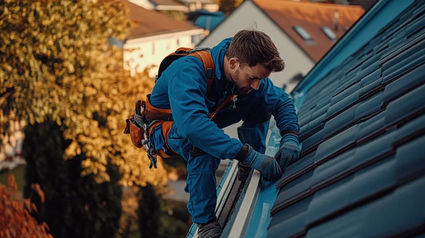mann auf dach reperatur