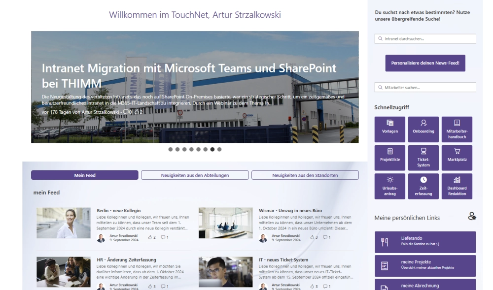 Intranet und Mitarbeiterportale mit Digital Touch