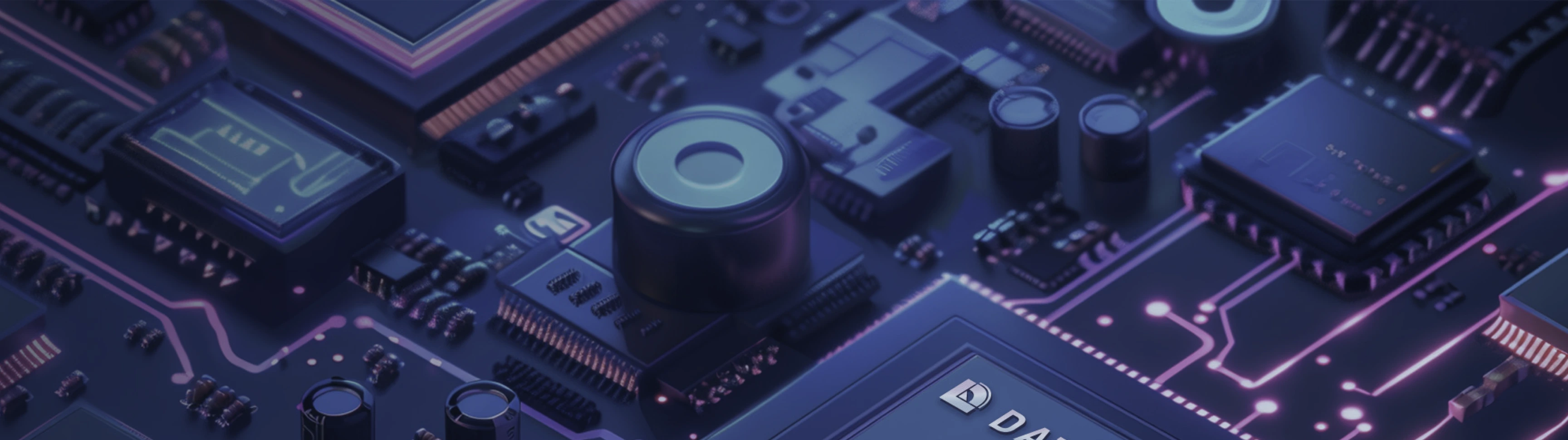 A Circuit Board with a dark blue overlay
