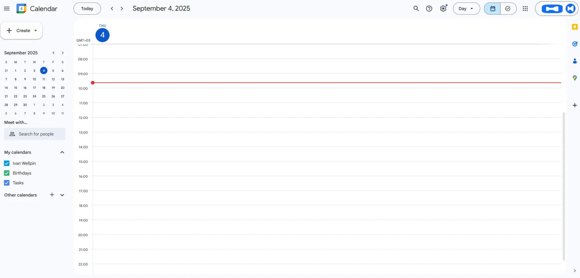 Google calendar interface