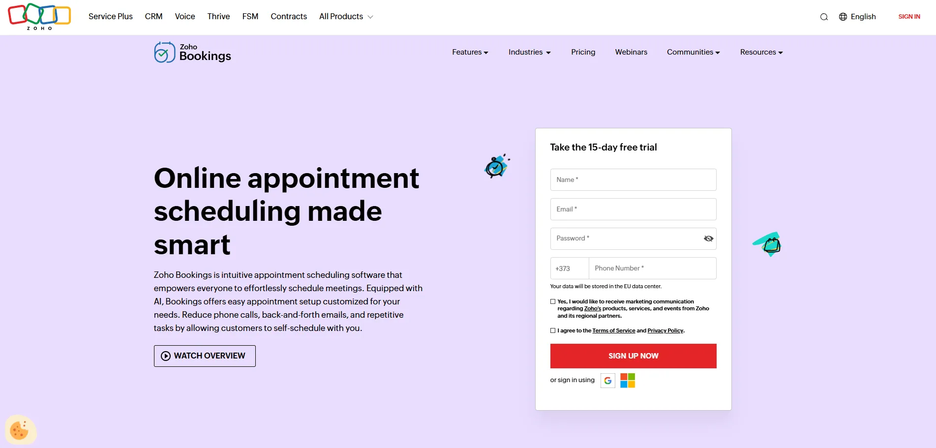 zoho bookings interface