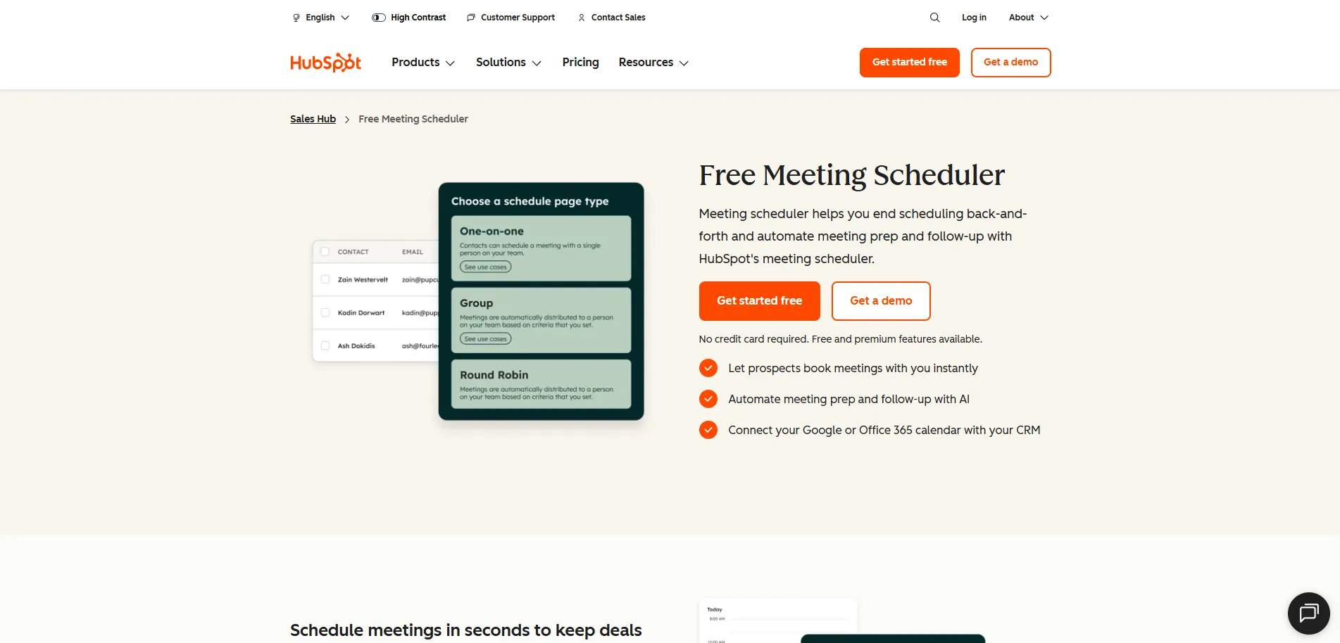 hubspot meetings interface