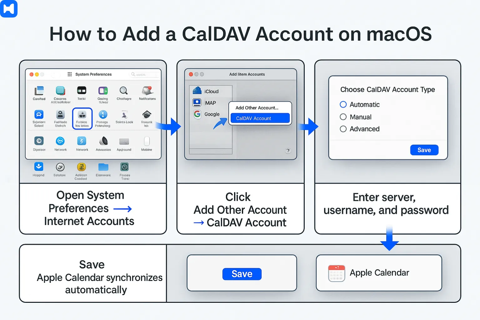 how to add a caldav account on macos