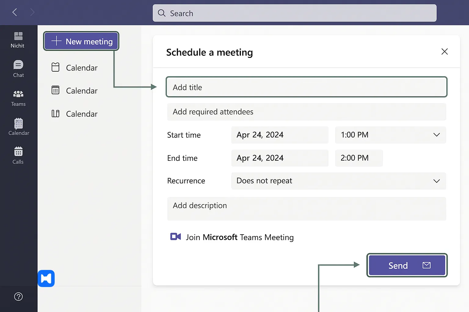 how to schedule a meeting in teams
