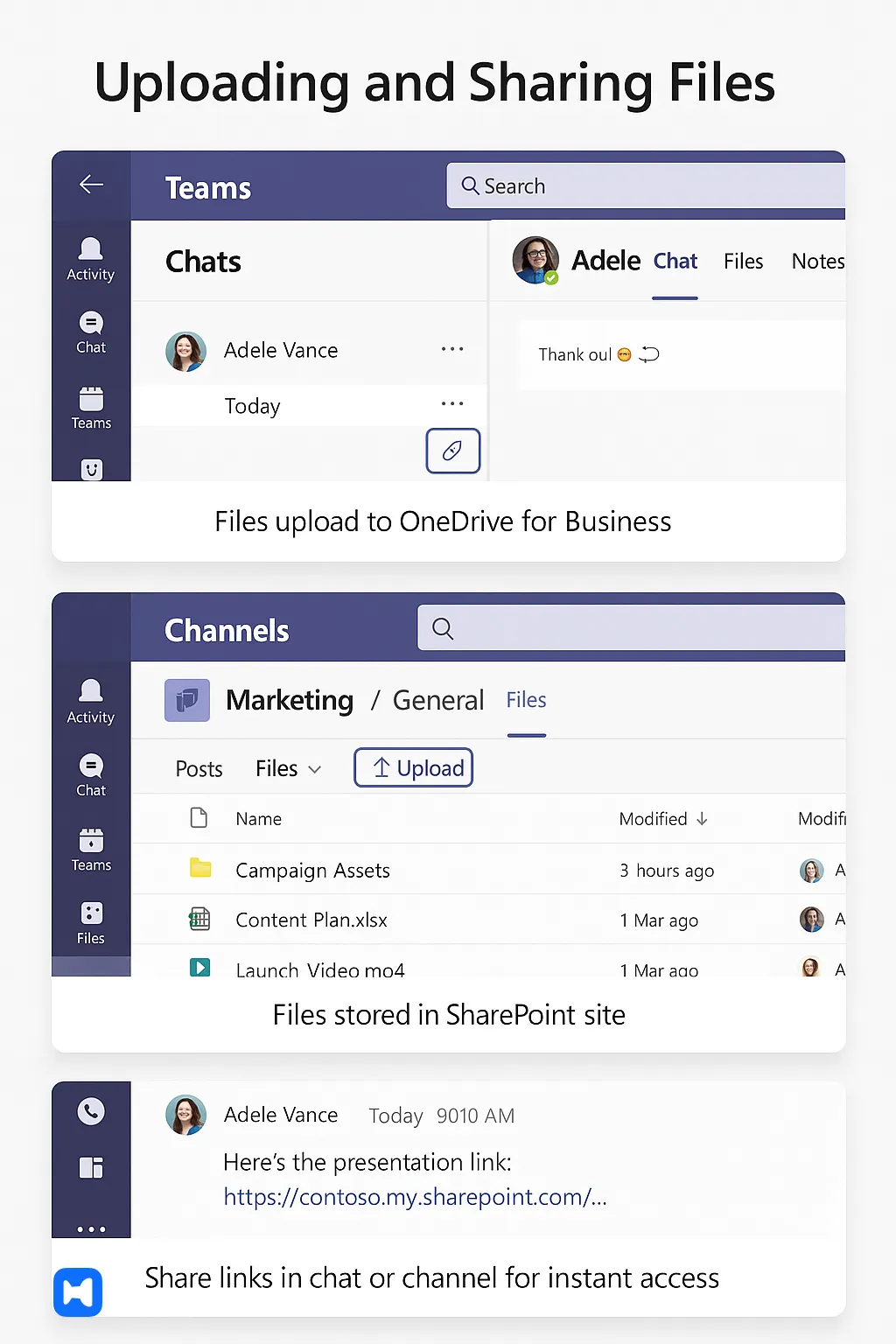 uploading and sharing files in microsoft teams