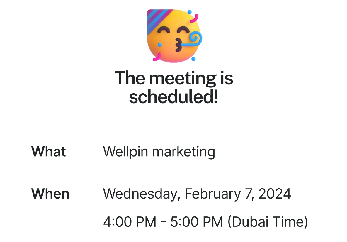 Meeting confirmation card details