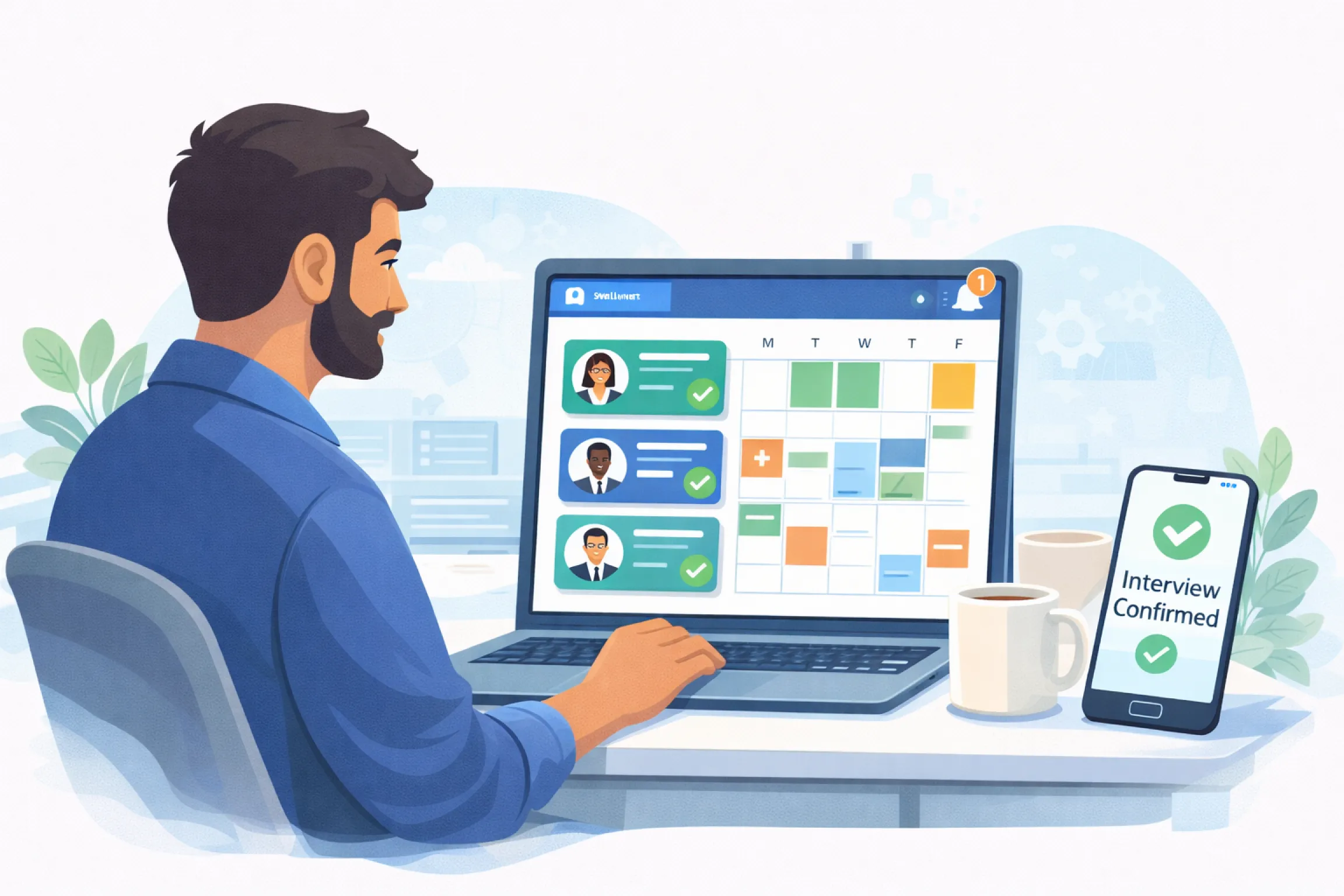 Visual representation of interview scheduling software supporting HR processes