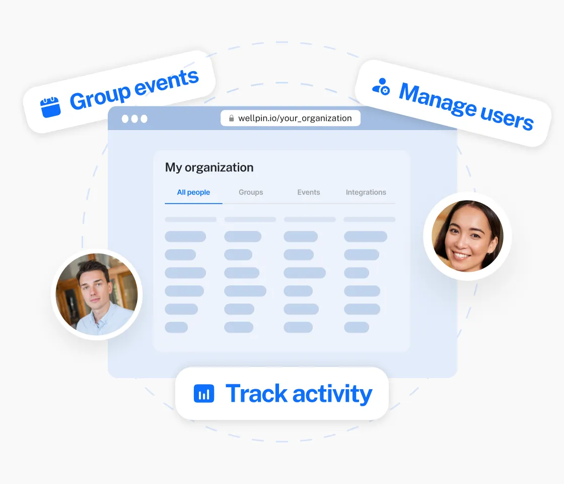 Wellpin team scheduling interface with shared availability and multiple hosts