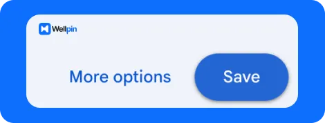 Google Calendar event editor showing the Save button and More options link