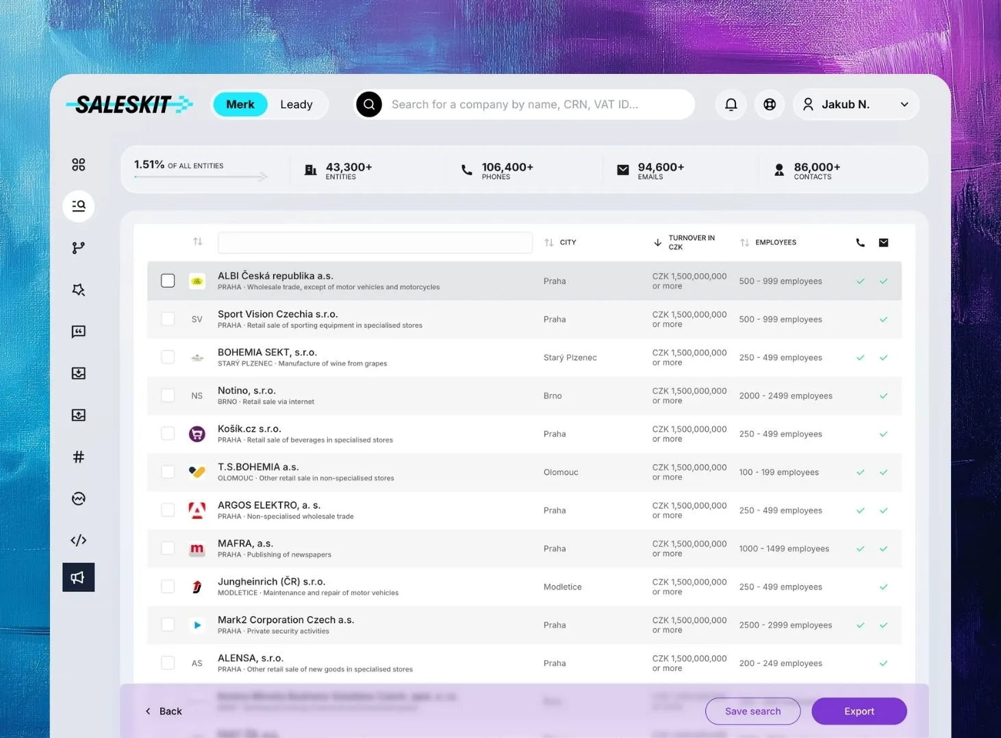 With Saleskit, Merk module, salesmen are able to find new business opportunities suitable for their portfolio.