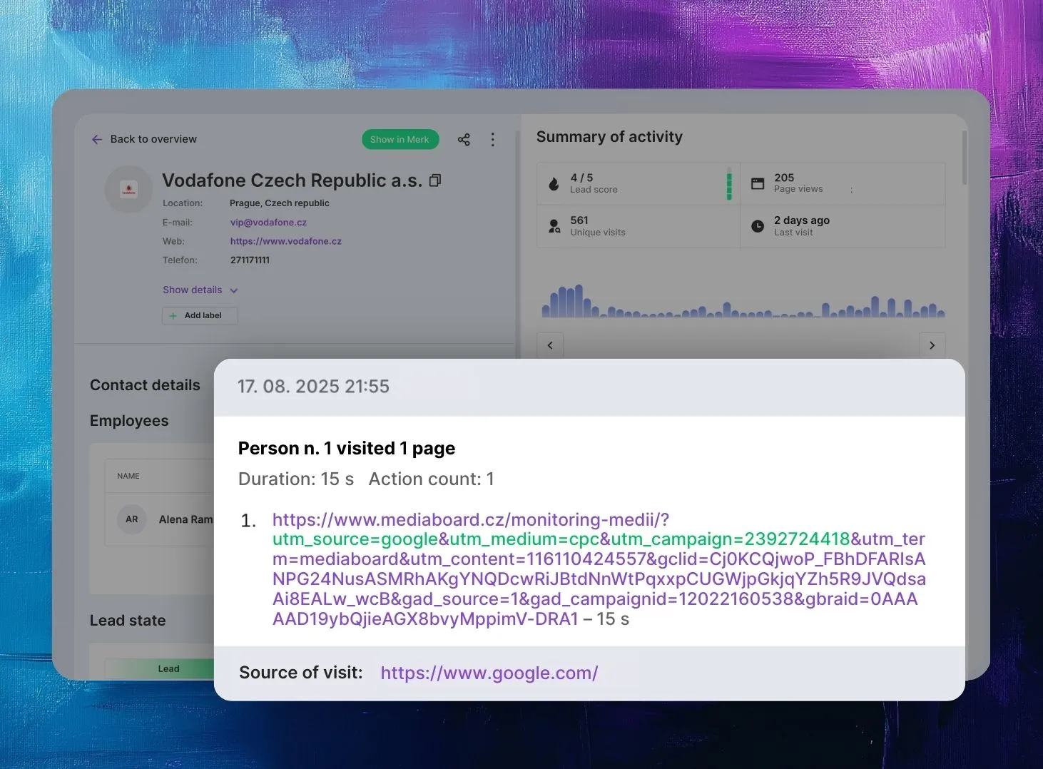 Marketing UTM parameters useful for effective campagins thanks to the Leady module from Saleskit.