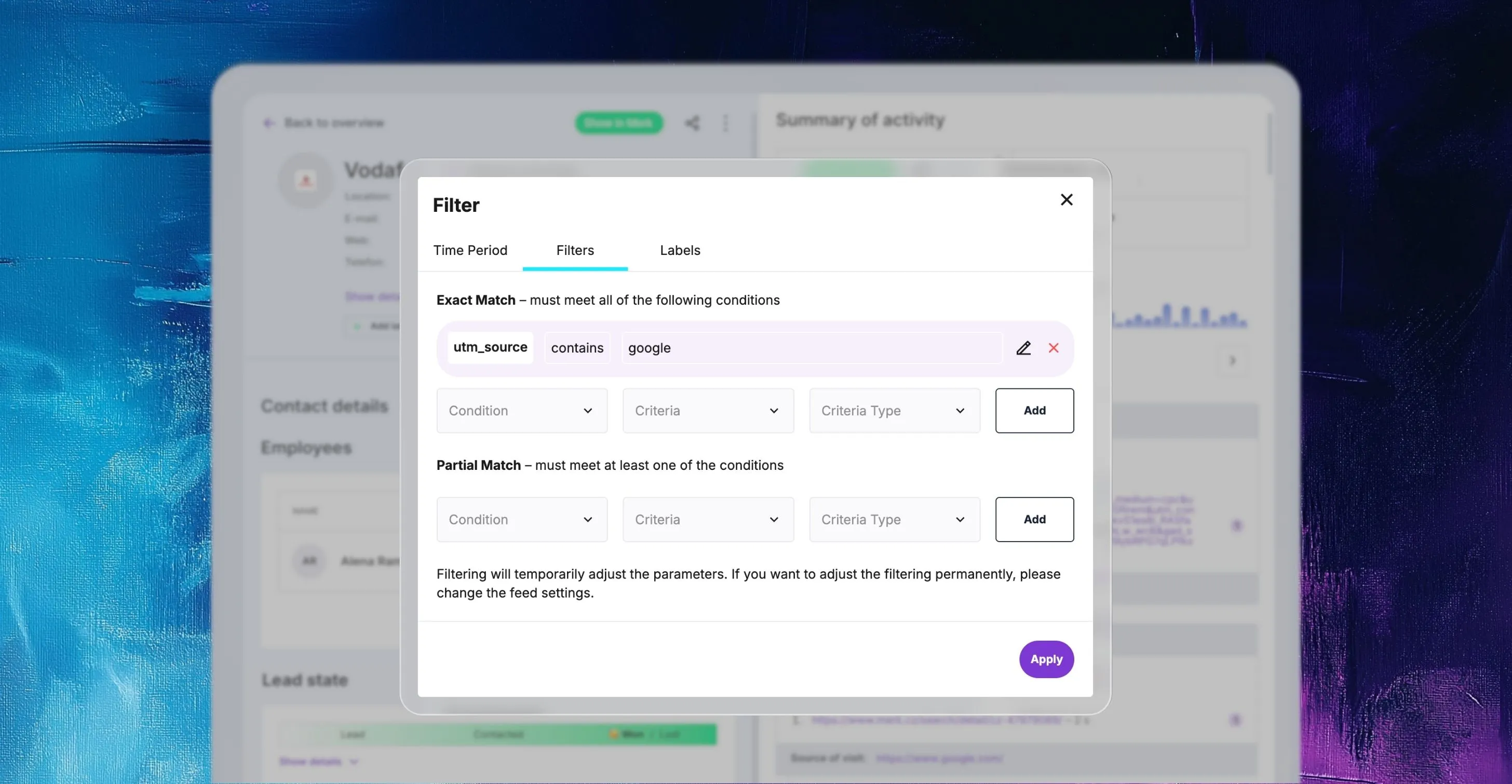 Saleskit filtering feature for finding companies by industry, size, and revenue to get high-quality B2B leads.