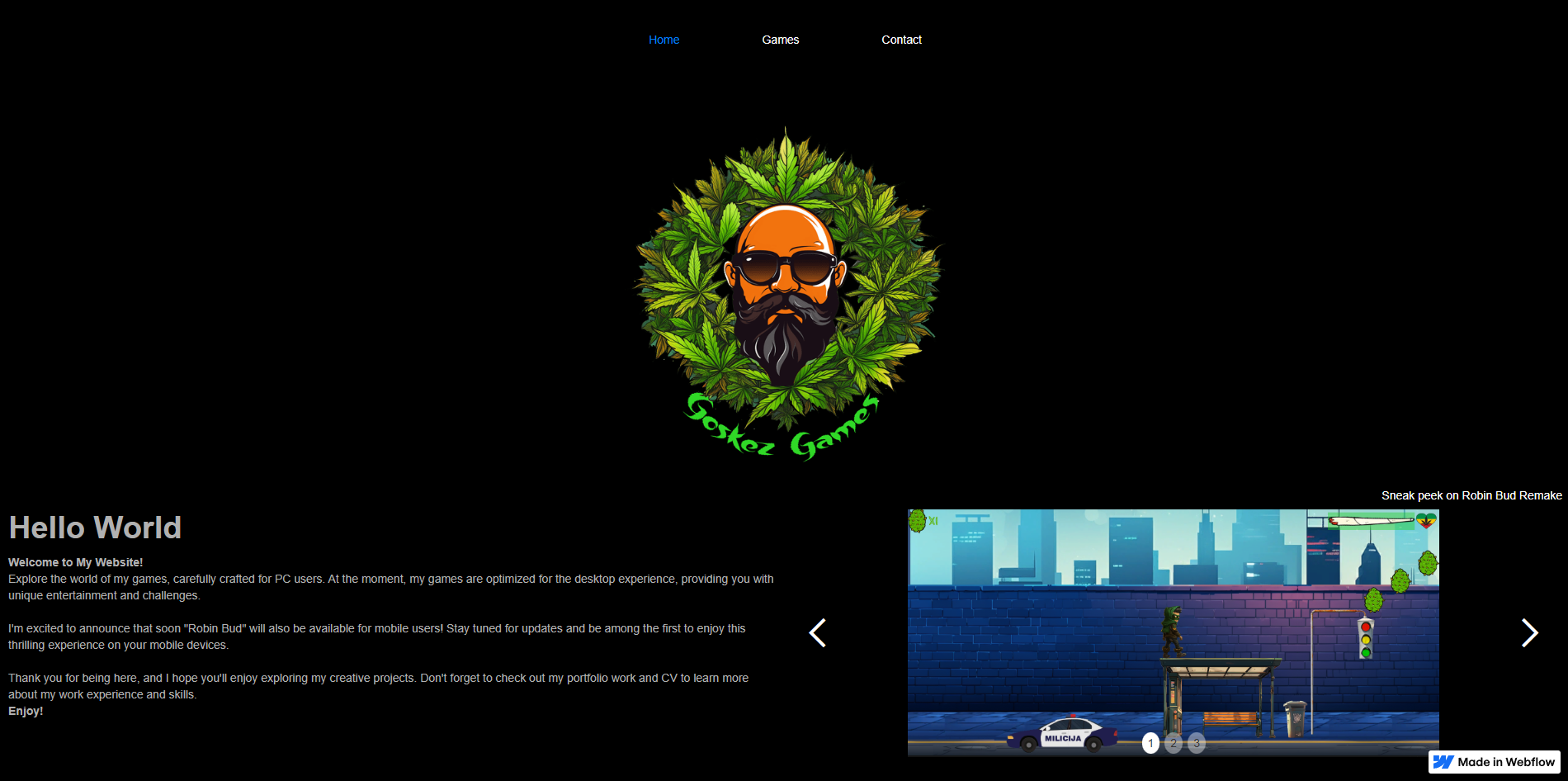 Hero image highlighting a portfolio website for showcasing video games, featuring engaging visuals and dynamic elements.